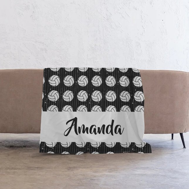 Manta Polar Piso de madera de voleibol negro con patrón (Subido por el creador)