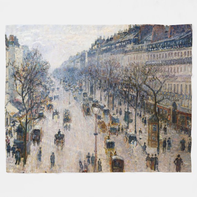 Manta Polar Pissarro - Boulevard Montmartre, invierno por la m (Frente (Horizontal))
