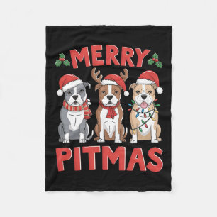 Manta Polar Pit Bull Santa Christmas Tree Encende Navidad Merr