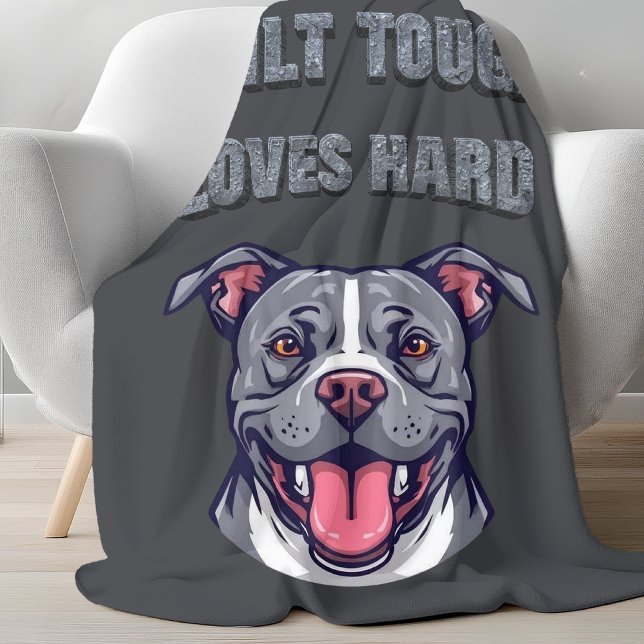 Manta Polar Pitbull Built Tough Loves Hard | Bully Dog Lover (Subido por el creador)