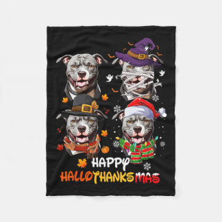 Manta Polar Pitbull Dog Hallothanksmas Halloween Día de Acción