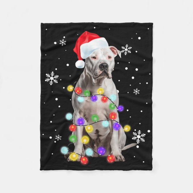 Manta Polar Pitbull Dog Merry Dogmas Santa Pitbull Christmas T (Anverso)