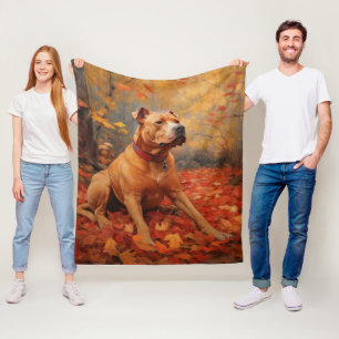 Manta Polar Pitbull en otoño se inspira en las hojas