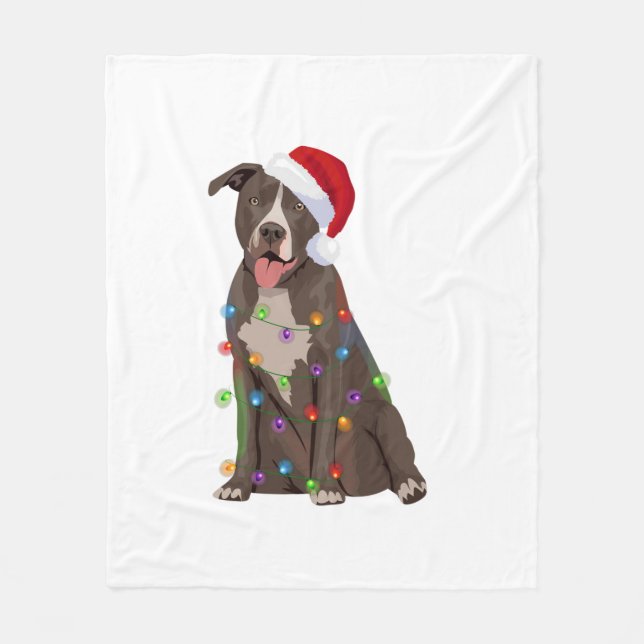Manta Polar Pittie Navidades Pitbull alumbran al amante del pe (Anverso)