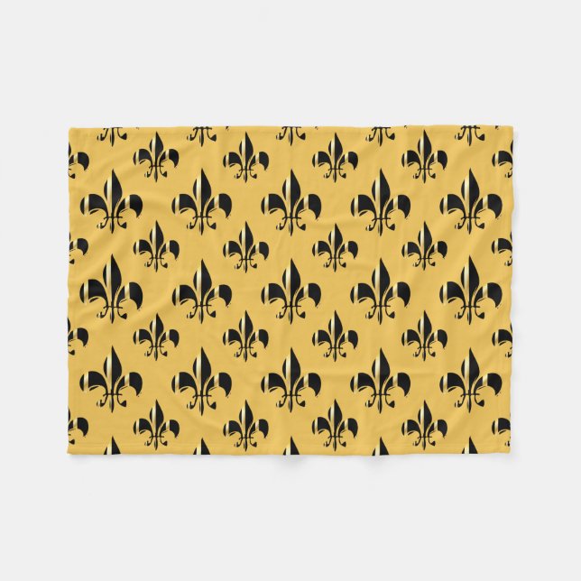 Manta Polar PixDezines flor de lis/negro/oro (Frente (Horizontal))