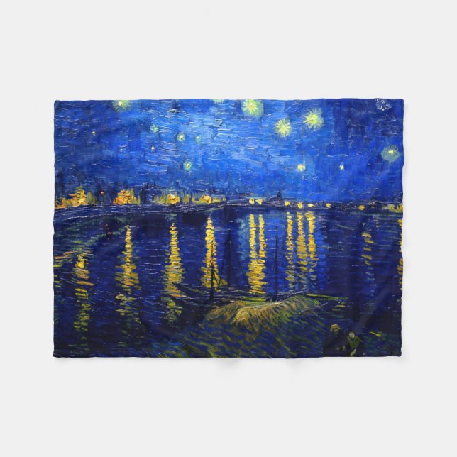 Manta Polar PixDezines van gogh/starry night sur Rhone (Frente (Horizontal))