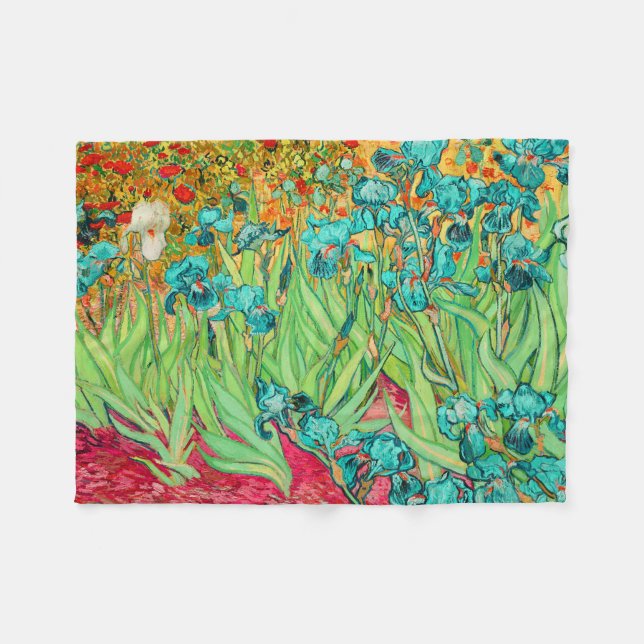 Manta Polar PixDezines van gogh/verde azulada irises/st. remy (Frente (Horizontal))