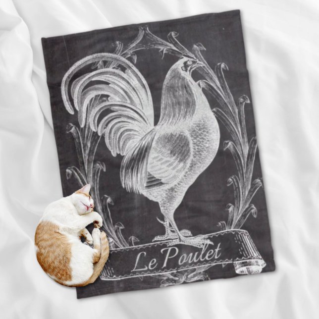 Manta Polar pizarra de moda rústica gallo de campo francés (rustic chic blackboard french country rooster fleece blanket)