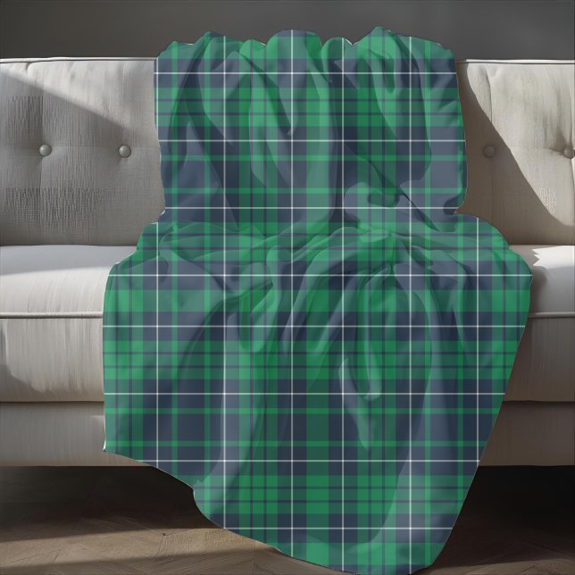 Manta Polar Placa azul verde rustica (Rustic Green Blue Plaid Fleece Blanket)