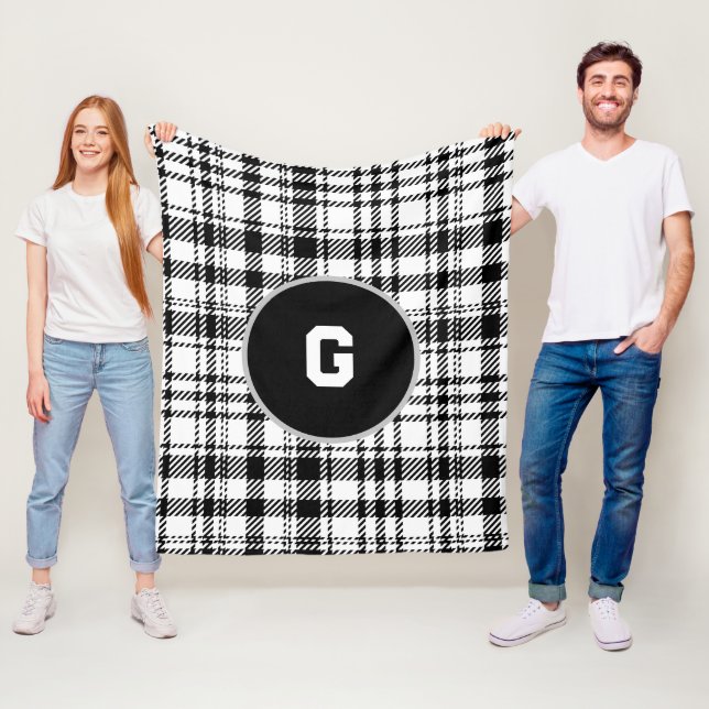 Manta Polar Placa clásica en blanco y negro (In situ)