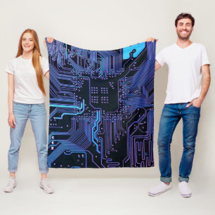Manta Polar Placa de circuito electrónico azul del nerd de sal