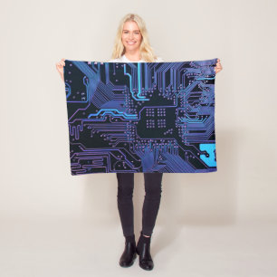 Manta Polar Placa de circuito electrónico azul del nerd de sal