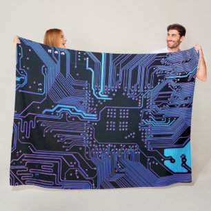 Manta Polar Placa de circuito electrónico azul del nerd de sal
