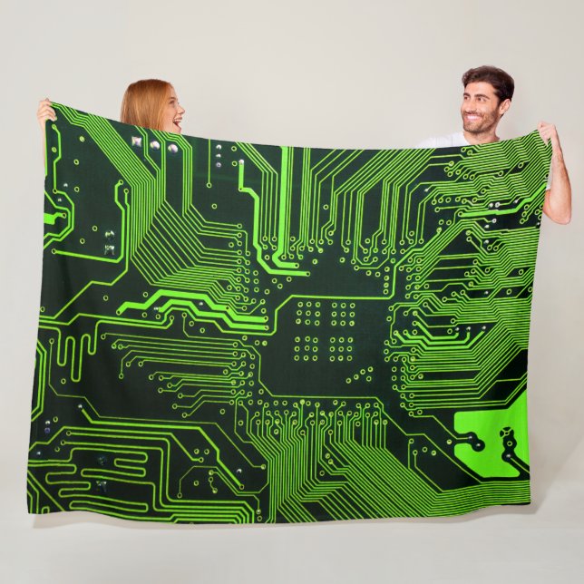 Manta Polar Placa de circuito electrónico verde del nerd de sa (In situ)