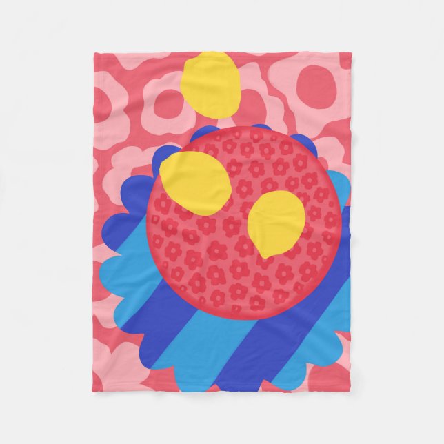 Manta Polar Placa de flores de limón (Anverso)