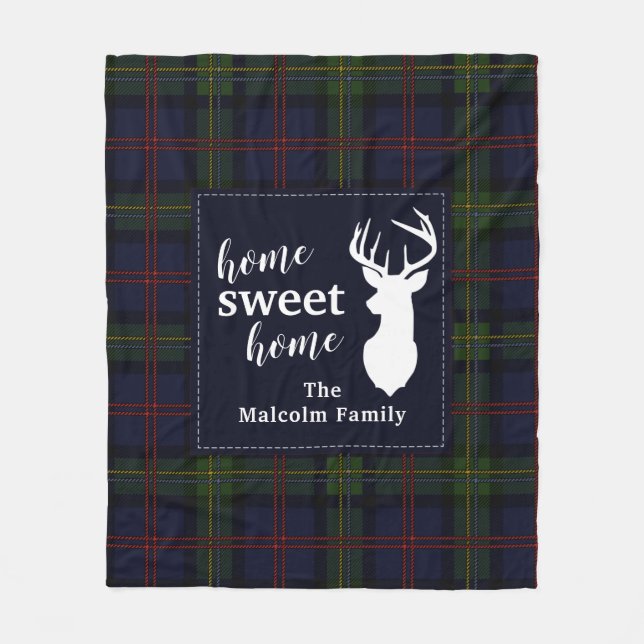 Manta Polar Placa Holiday Tartan Clan Malcolm Personalizada (Anverso)