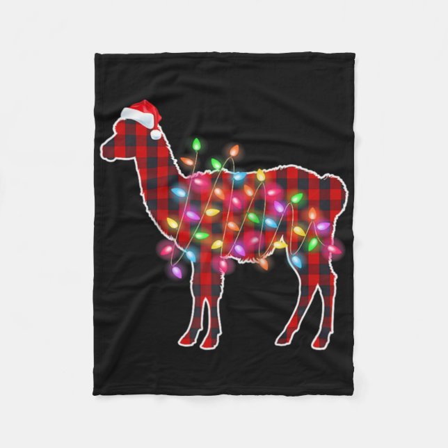 Manta Polar Plaid Buffalo Llama Christmas Pajamas Xmas Lights  (Anverso)