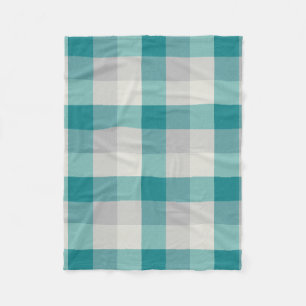 Manta Polar Plaid de turquesa, gris y crema