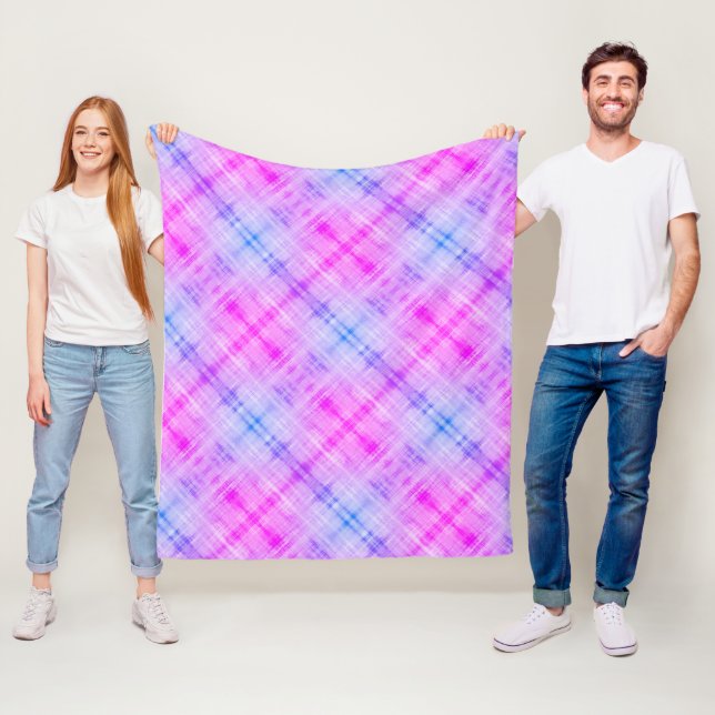 Manta Polar Plaid Fuschia Blue Boho (In situ)