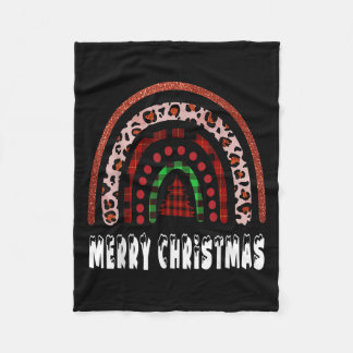 Manta Polar Plaid Leopard Pattern Merry Christmas 2021 Pine Tr