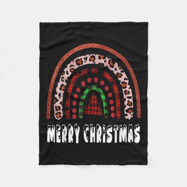 Manta Polar Plaid Leopard Pattern Merry Christmas 2021 Pine Tr (Anverso)