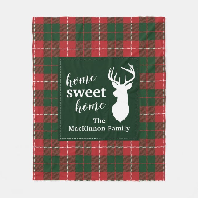 Manta Polar Plaid Sweet Home Deer Personalizado Tartán (Anverso)