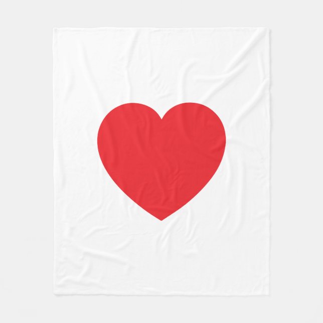 Manta Polar Plain Modern White Red Love Heart Graphic (Anverso)