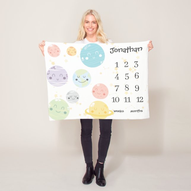 Manta Polar Planetas Cute Kawaii Stars Baby Milestone (In situ)