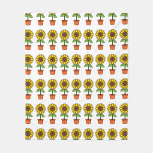 Manta Polar Planta de girasol de Kawaii en una olla