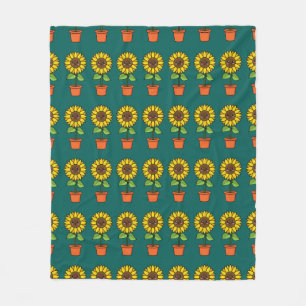 Manta Polar Planta de girasol de Kawaii en una olla