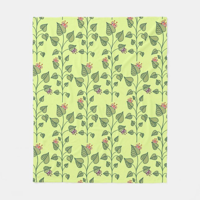 Manta Polar Planta primaveral Cute Verde Amante de la naturale (Anverso)