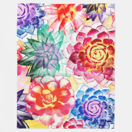 Manta Polar Plantas suculentas creativas acuarela artística