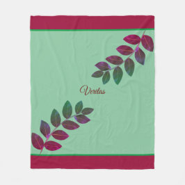 Manta Polar Plantas verdes y borgoñas modernas