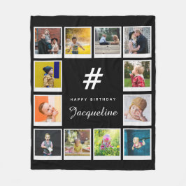 Manta Polar Plantilla de Collage de fotos de Cumpleaños Cualqu