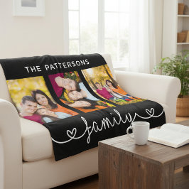 Manta Polar Plantilla de foto de familia 3 Personalizada con l