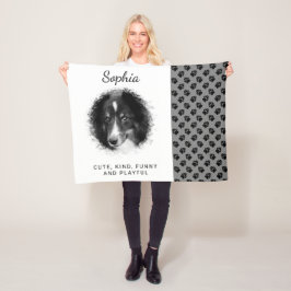 Manta Polar Plantilla de foto de mascota personalizada negra y