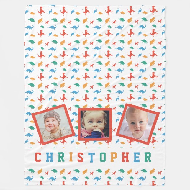 Manta Polar Plantilla de fotografía de dinosaurio (Anverso)