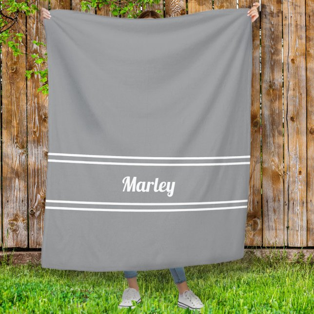 Manta Polar Plantilla de guión de monograma de nombre mínimo g (Modern Gray Minimal Custom Name Monogram Script Template Fleece Blanket)