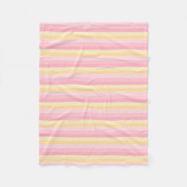Manta Polar Plantilla moderna Vanilla amarillo rosado rayado (Anverso)