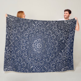 Manta Polar Plata Floral Mandala