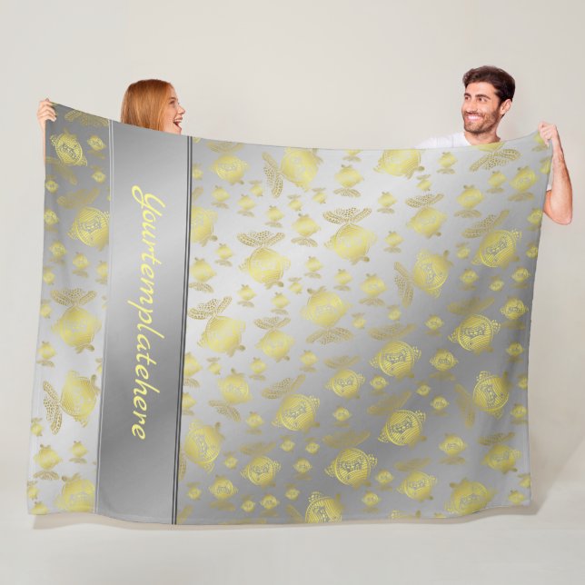 Manta Polar plata, pescado, metalizado, abstracto, arte, pesca (In situ)