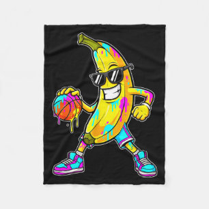 Manta Polar Plátano Divertido Baloncesto Goteo Niños Jóvenes N