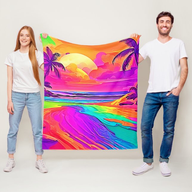 Manta Polar Playa arcoiris: Personalizado divertida (In situ)