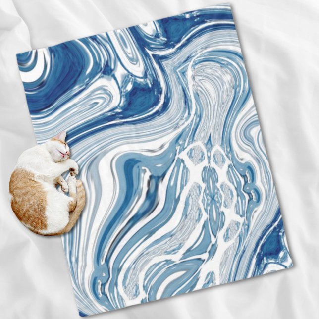 Manta Polar playa de costa olas náuticas aguas turbulentas azu (coast beach nautical waves watercolor blue swirls fleece blanket)
