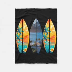 Manta Polar Playa de surf tabla de surf retro tropical Hawái p