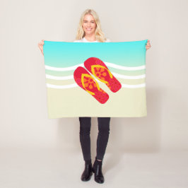 Manta Polar Playa de Verano Colorida Flip Flops Beach Blanket