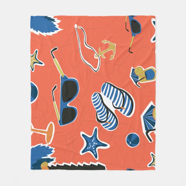 Manta Polar Playa de Verano: Relajante Patrón Sin Mar. (Anverso)