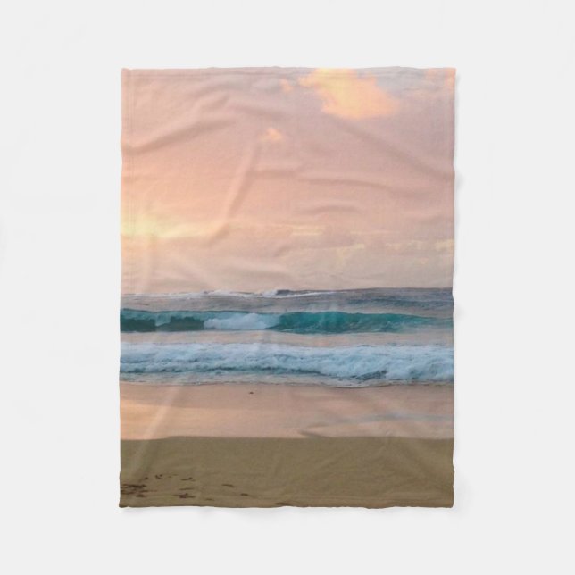 Manta Polar Playa del atardecer y océano  (Anverso)