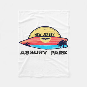 Manta Polar Playa retro Asbury Park Nueva Jersey Tabla de surf