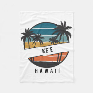 Manta Polar Playa Retro Ke'e Hawaii Tabla De Surf Surfing